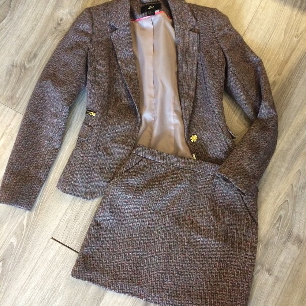 XS - Skirt suit Set - Tweed